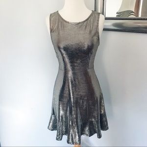 Gold Metallic Fit and Flare NYE Dress